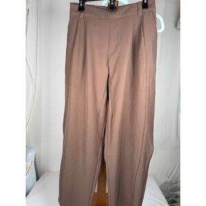 Halara Brown High Waisted Pleated Tapered Trousers Elastic Back Women Size Small